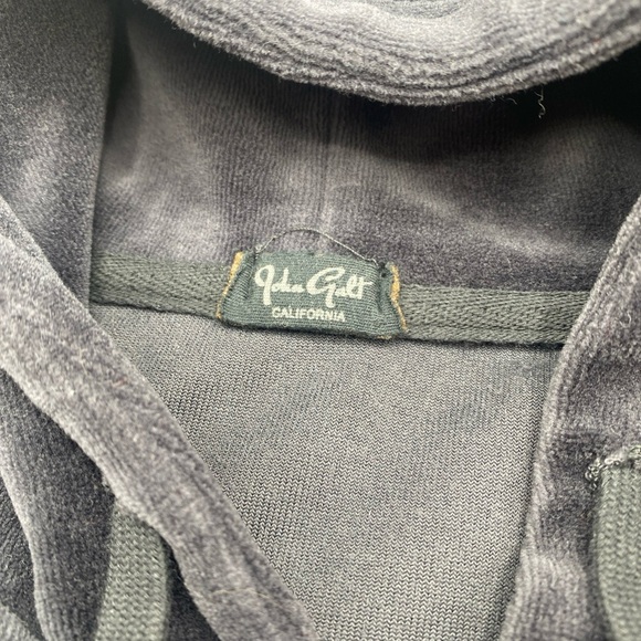 John Galt BRANDY MELVILLE Hoodie Oversized Full-Zip Jacket Black Velvet Small - Picture 2 of 6